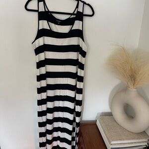 George Black and White Striped Maxi Dress